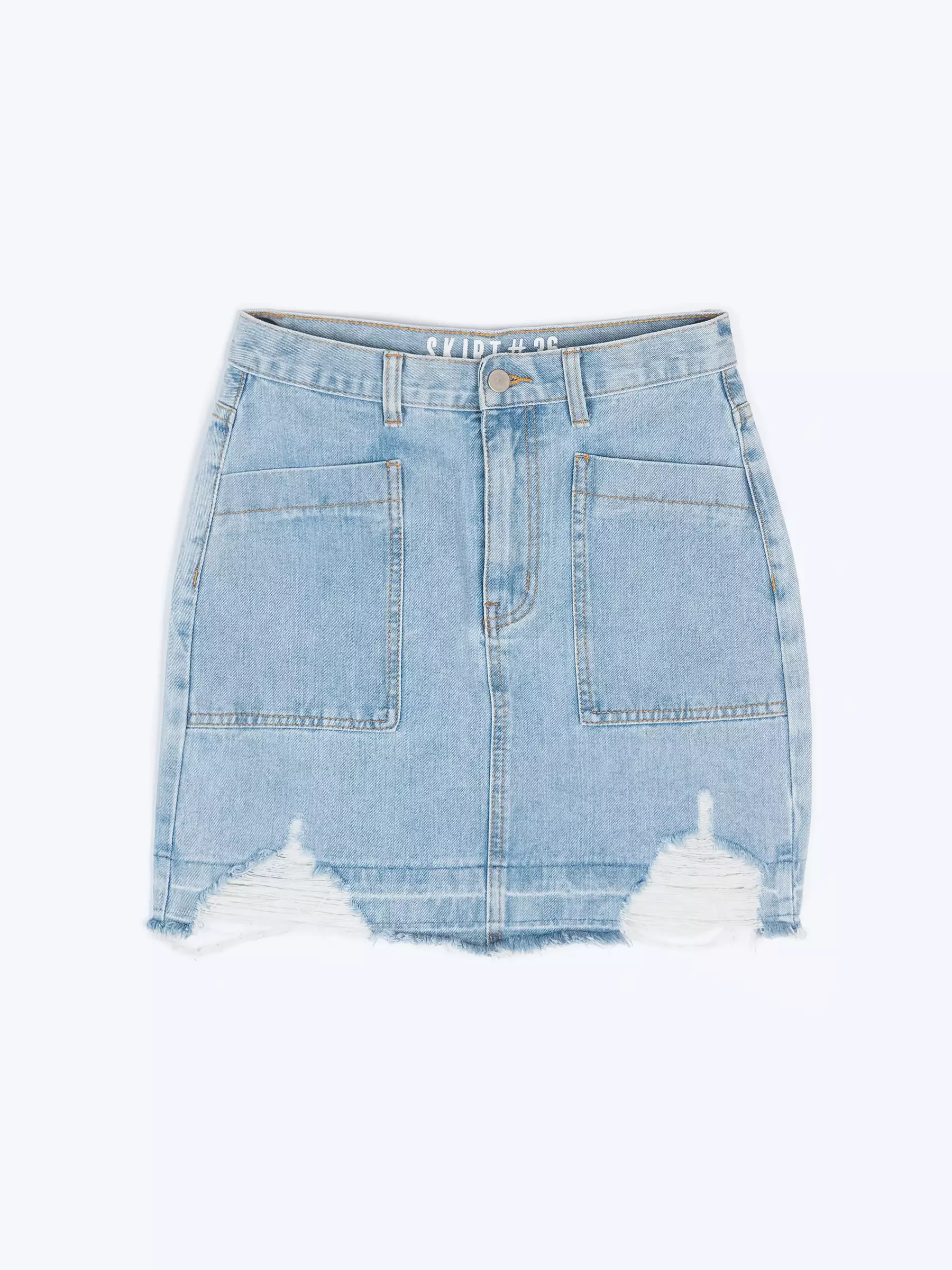 Damaged denim mini skirt | GATE