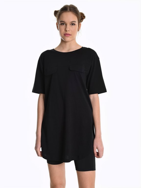 Longline top with chest pockets