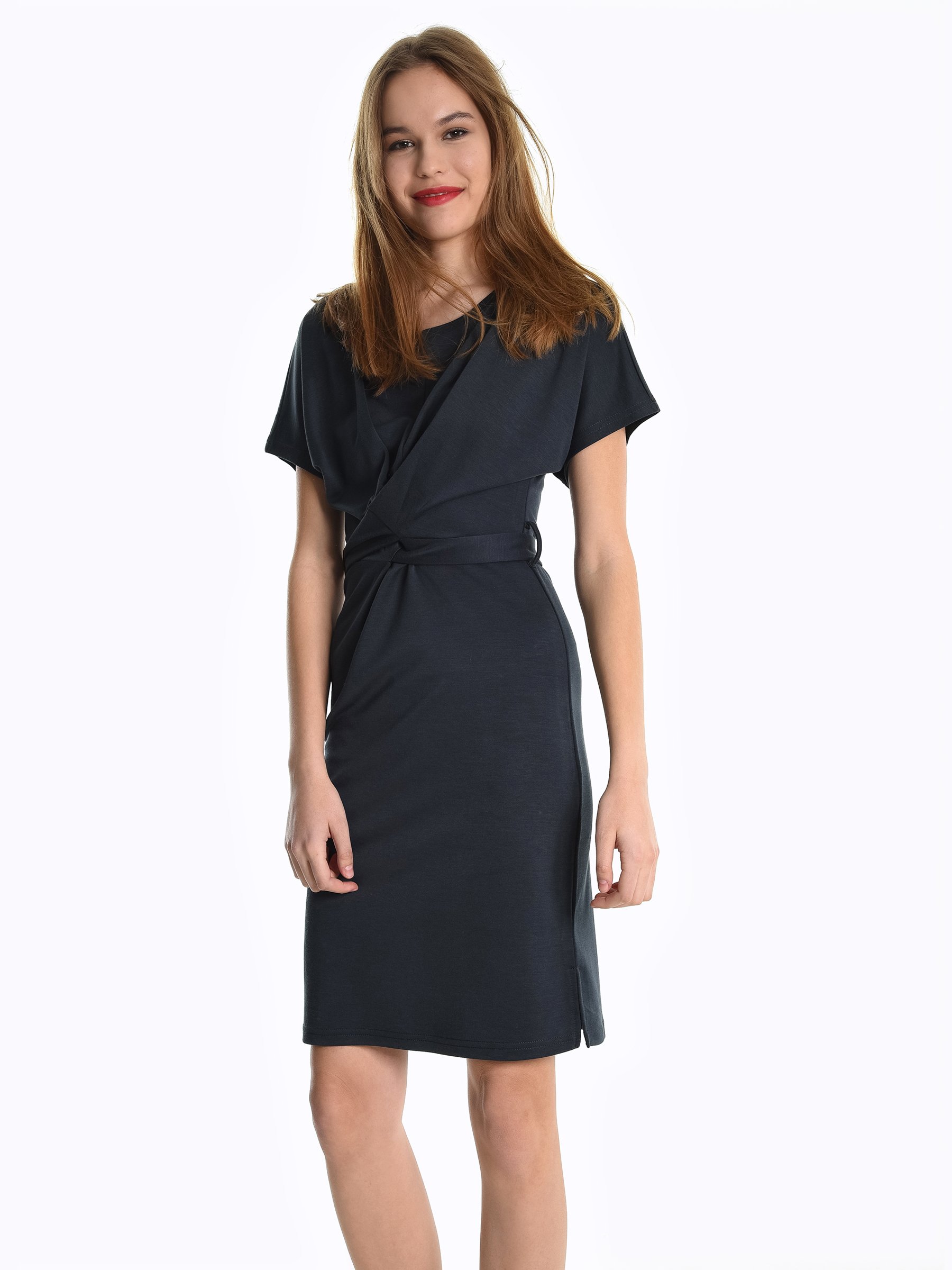 Knot Front Maternity Dress with Long Sleeves - Sexy Mama Maternity