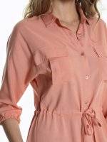 Viscose shirt dress with chest pockets