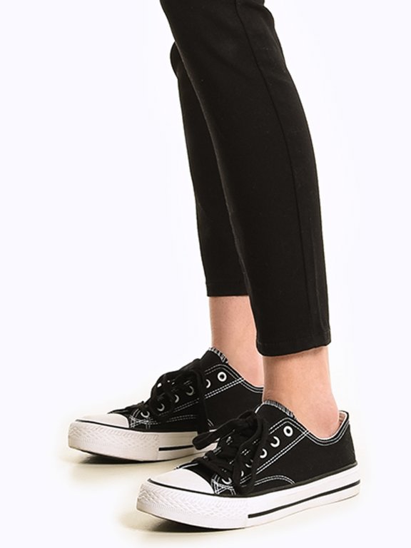 Casual lace-up sneakers with damages