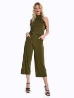 Wide leg jumpsuit with ruffle