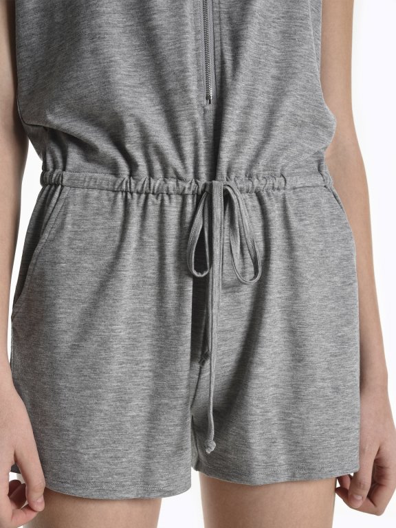 Short jumpsuit with hood