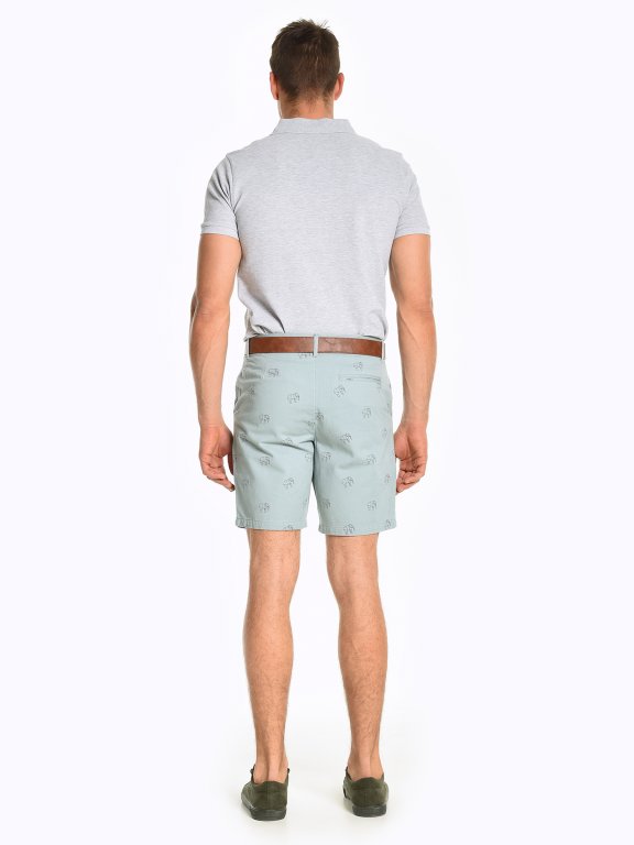 Cotton chino shorts with prin