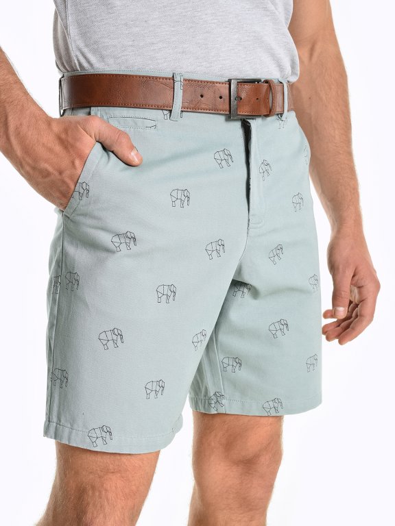 Cotton chino shorts with prin