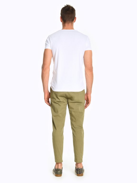 Cropped plain stretch trousers