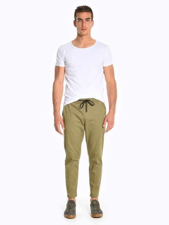 Cropped plain stretch trousers