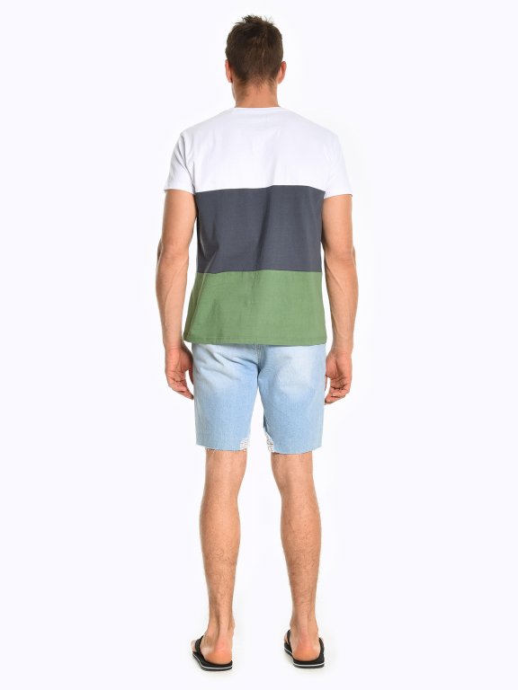 Colour block t-shirt with printed chest pocket