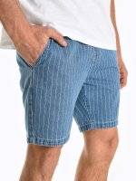 Striped denim shorts