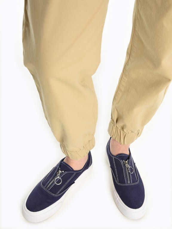 Casual cotton slip-ons with zipper