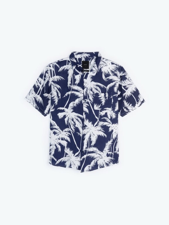 Koszulka z wiskozy z tropikalnym nadrukiem