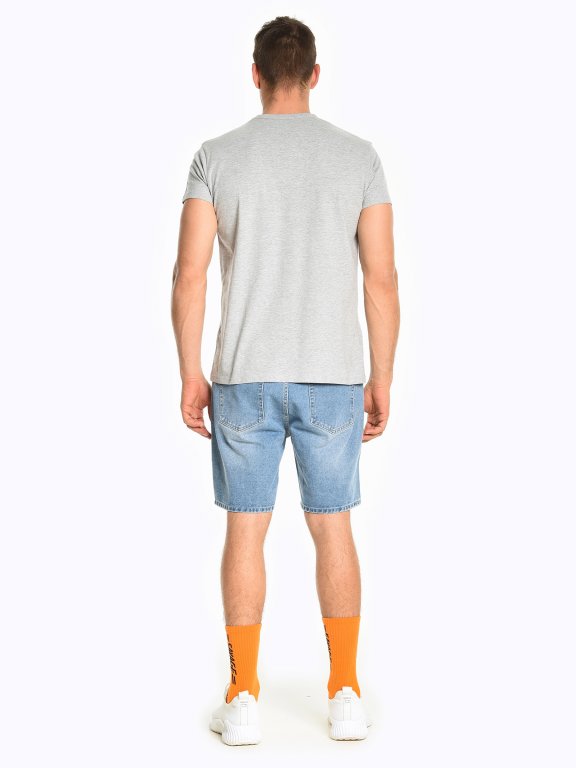 Damaged denim shorts with print