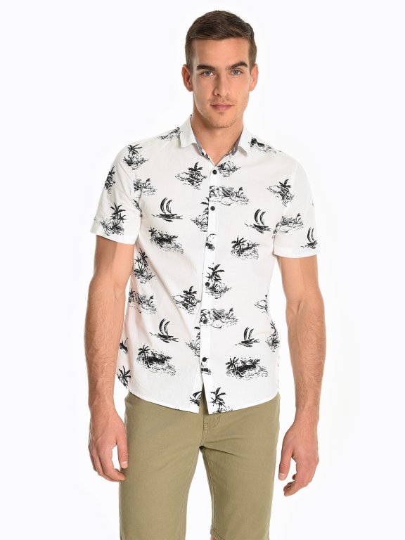 Bavlnená košeľa s tropickou potlačou