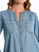 Polka dot print cotton blouse