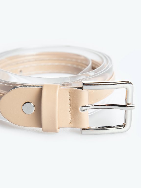 Plastic belt with silver buckle