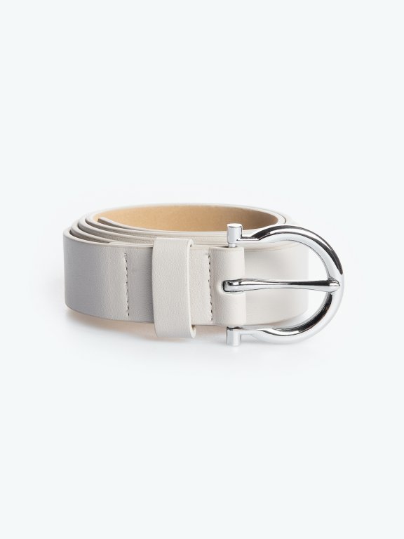 Faux leather belt with silver bukle
