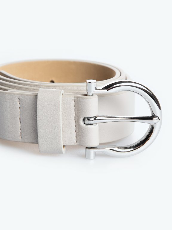 Faux leather belt with silver bukle
