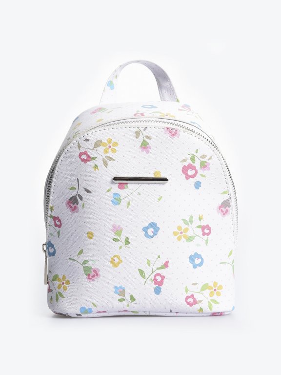 Mini backpack with floral print
