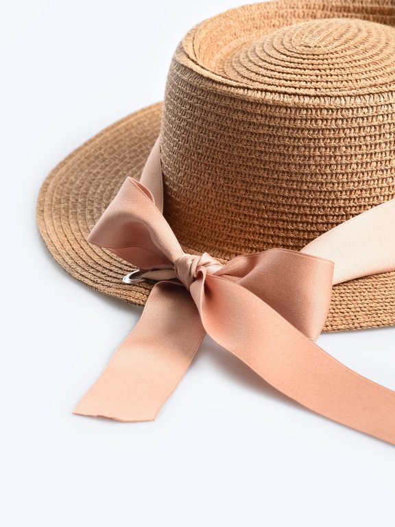 Boater hat with ribbon