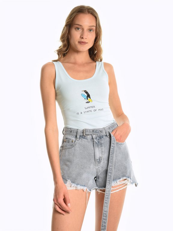 Cotton tank with front print