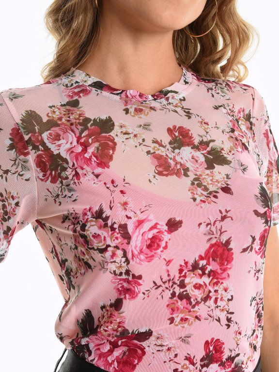 Floral print short sleeve top