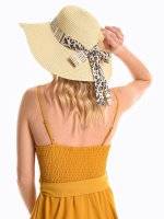 Pamela hat with animal patterned ribbon
