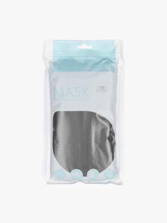 Black 3-ply disposable face mask (10pcs)