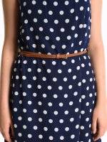 Polka dot print chiffon dress with belt