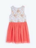 Tulle skirt dress with floral print