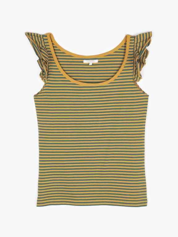 Striped tank with ruffles