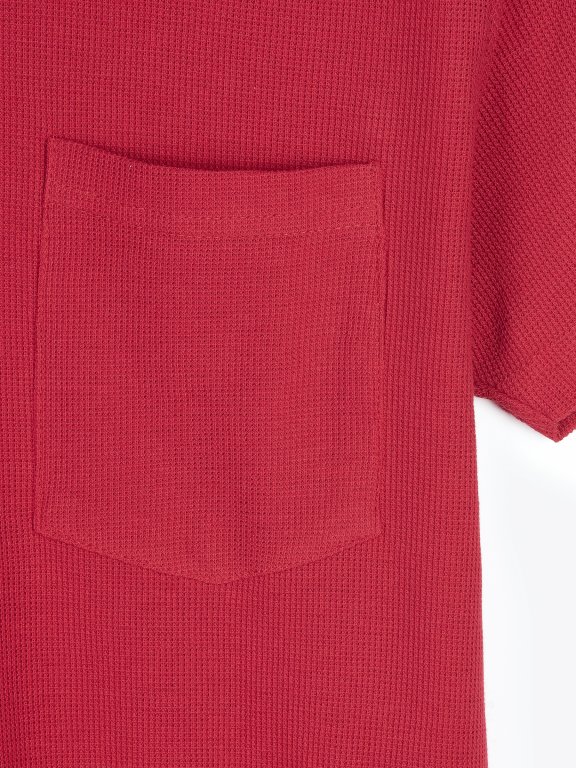 Basic waffle-knit short sleeve t-shirt