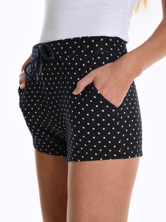 Polka dot print sweat shorts