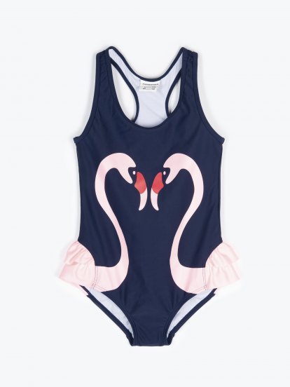 Strój kąpielowy z nadrukiem flamingo
