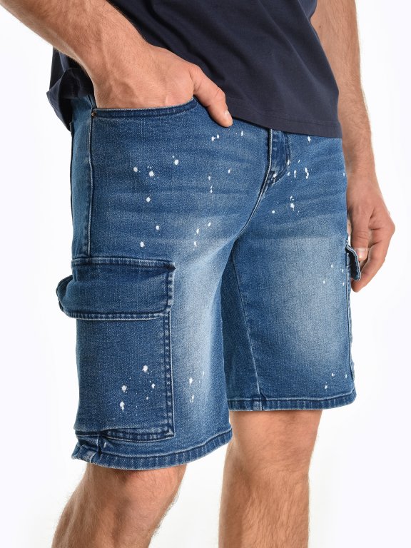 Denim cargo shorts