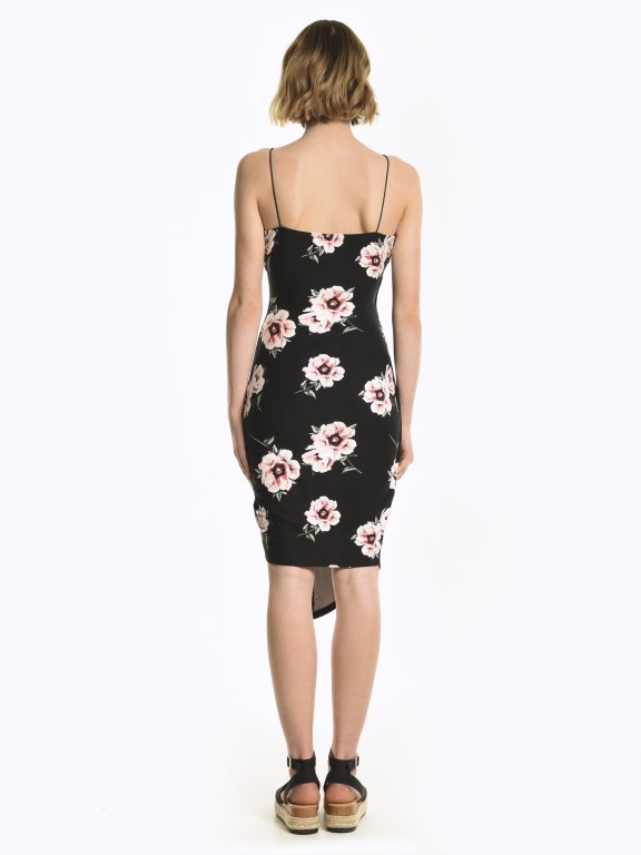 Kopertowa asymetryczna sukienka z nadrukiem kwiatowym