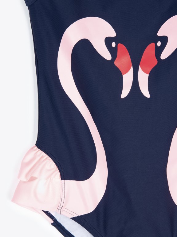 Strój kąpielowy z nadrukiem flamingo