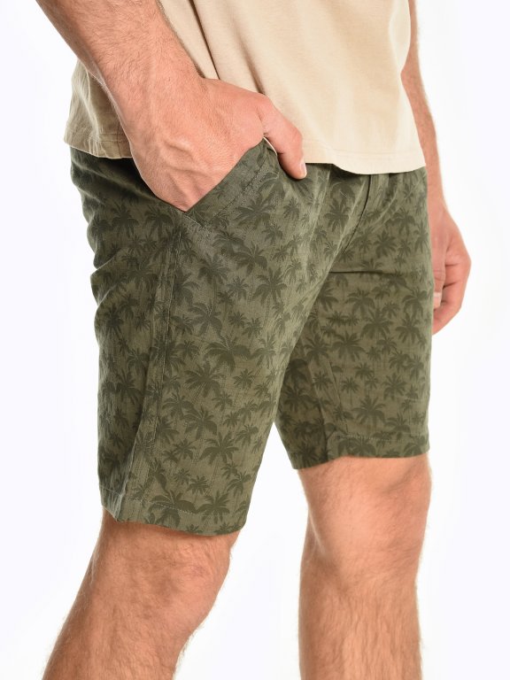 Cotton shorts with tropical print