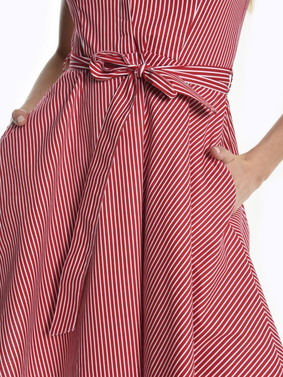 Striped sleeveless shirt dress