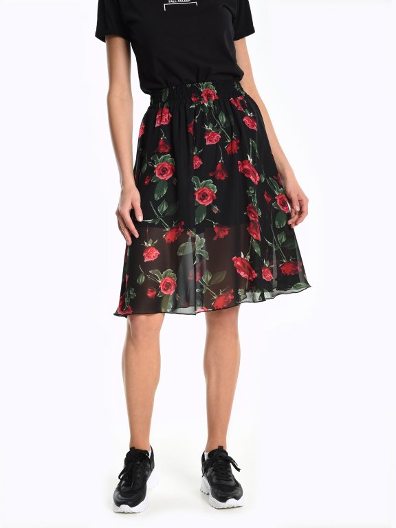 Floral print a-line skirt