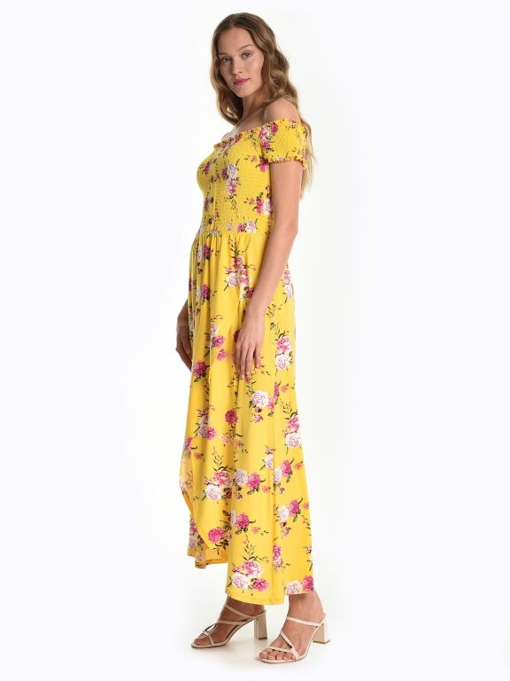 Off-the-shoulder floral print dress