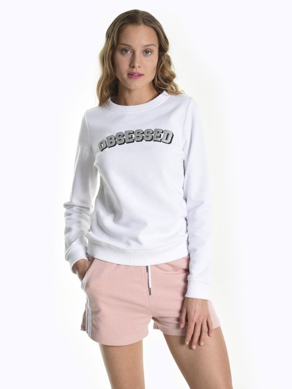 Sweatshirt with metallic message print