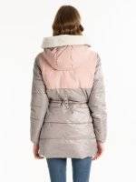 Combined quilted padded jacket with hood