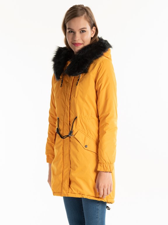 PADDED PARKA WITH FAUX FUR