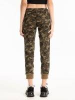 Camo print jogger fit trousers with side tape