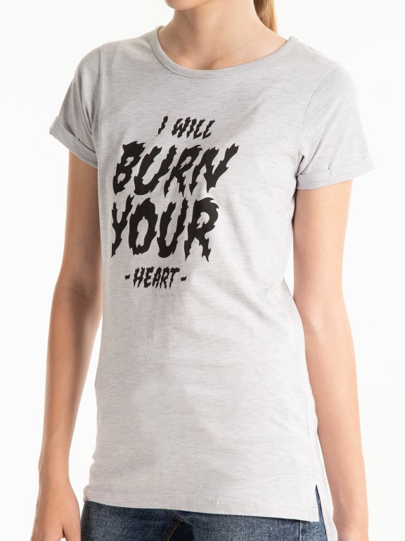 LONGLINE T-SHIRT WITH MESSAGE PRINT