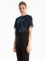 LONGLINE COMBINED T-SHIRT WITH PRINT