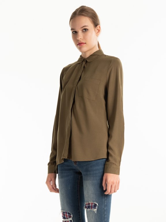 Viscose shirt with chest pocket