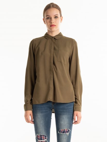 Viscose shirt with chest pocket
