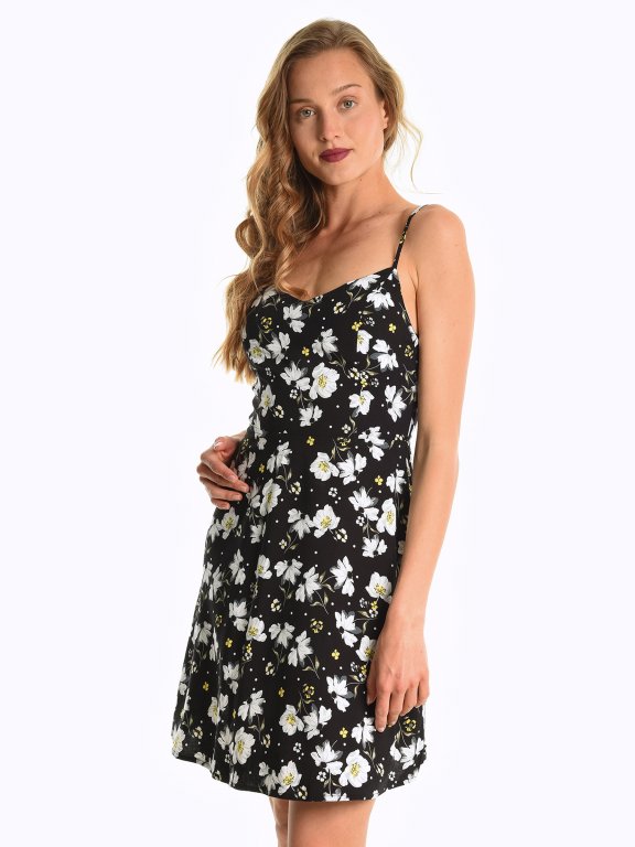 Floral print dress with open back detail