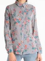 Striped viscose shirt with floral print